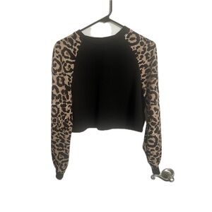SHEIN Black and Tan Boxy Crop Sweatshirt